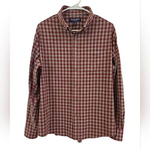 MIZZEN+MAIN PERFORMANCE CLASSIC RED AND GREY PLAID LONG SLEEVE SHIRT. SIZE LARGE